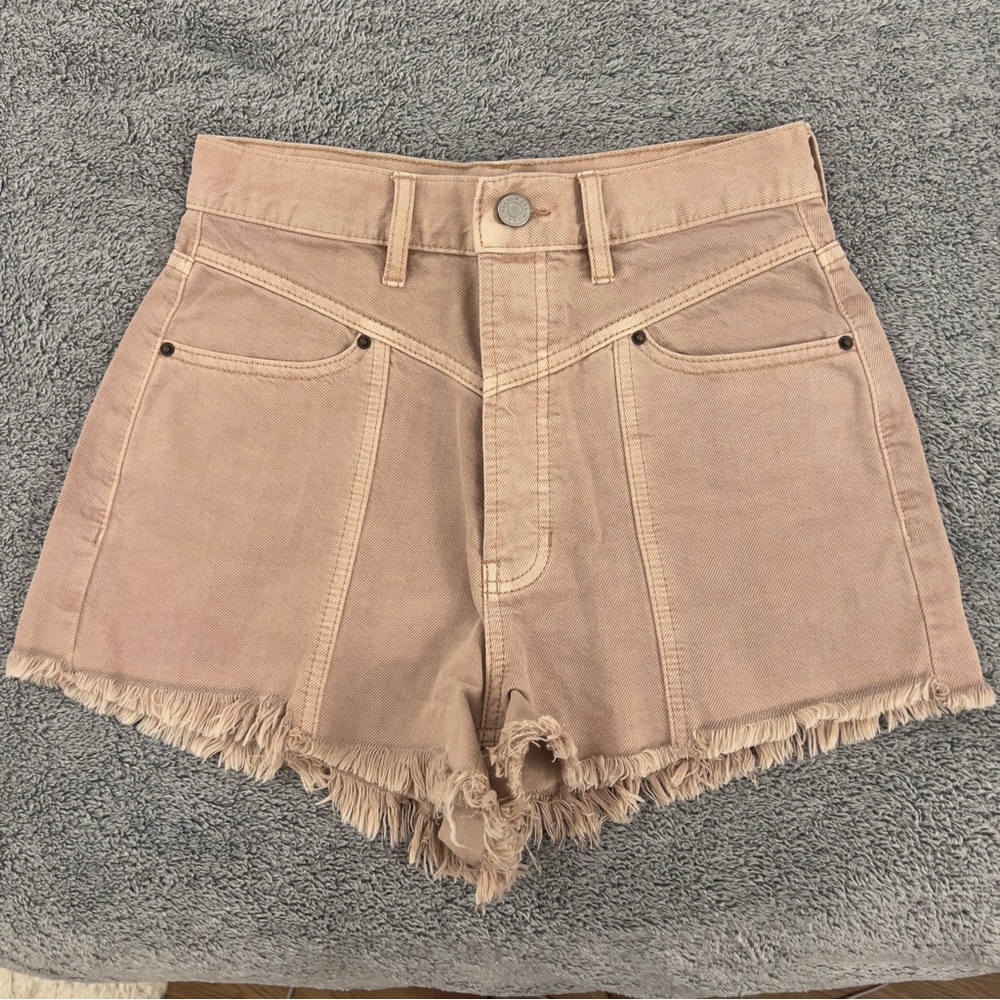 PacSun High-Waist Frayed Hem Shorts in Dusty Rose